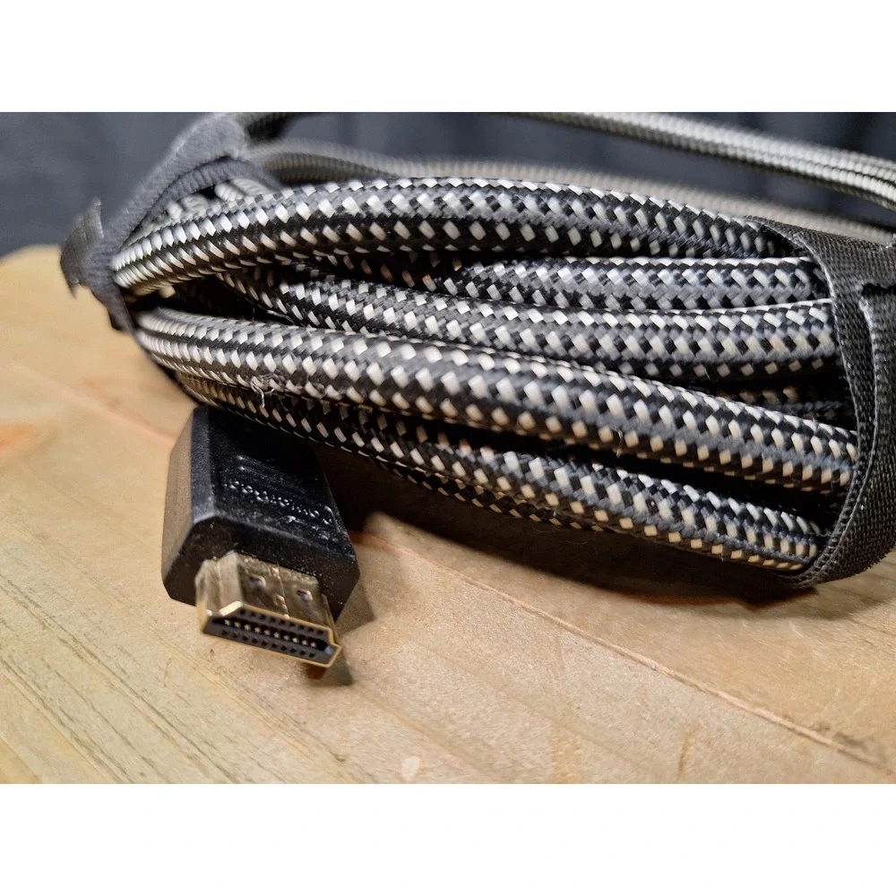 20 Ft Braided‎ HDMI Cable Gold Plated High Speed Black Silver Pattern Cord